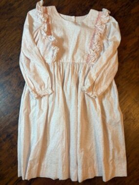 Girls' Soft Pink Ruffle-Trim Dress
